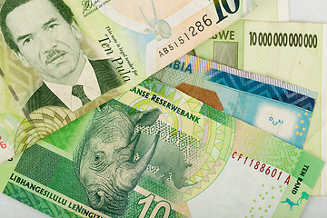 Image showing South african countries banknotes