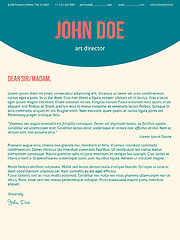 Image showing Modern cover letter cv resume in turquoise red colors