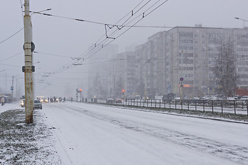 Image showing City street road in winter