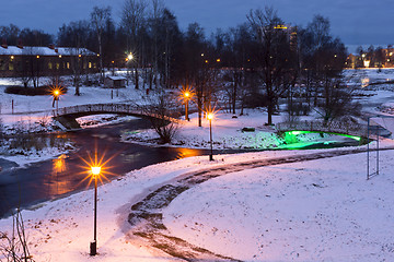 Image showing Winter evening in city park