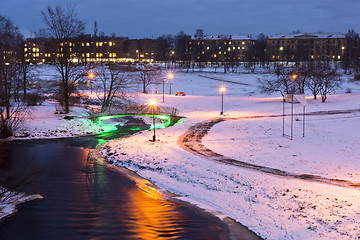 Image showing City park in winter evening