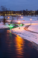 Image showing Evening city park in winter