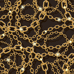 Image showing Gold chain on black.  seamless 