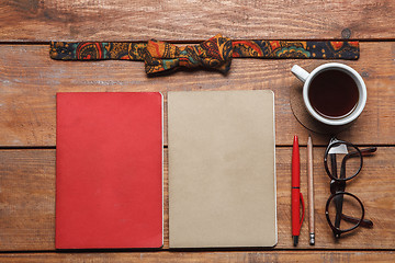 Image showing Men\'s accessories on the wooden table