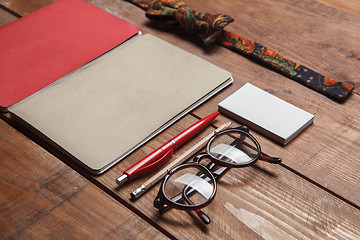 Image showing Men\'s accessories on the wooden table