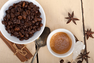 Image showing espresso coffee with sugar and spice