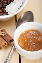 Image showing espresso coffee with sugar and spice