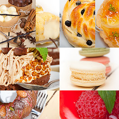 Image showing fresh dessert cake collage 