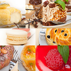 Image showing fresh dessert cake collage 