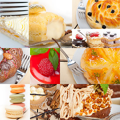 Image showing fresh dessert cake collage 