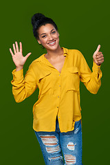 Image showing Woman showing six fingers