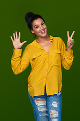 Image showing Woman showing seven fingers