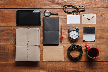 Image showing Men\'s accessories on the wooden table