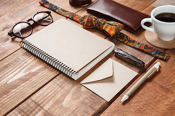 Image showing Men\'s accessories on the wooden table