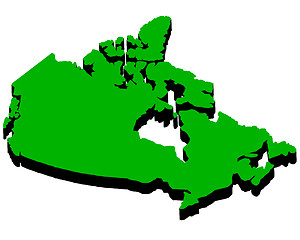 Image showing map of Canada in the amount of