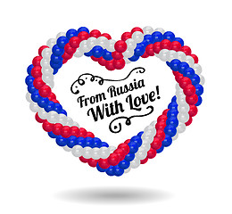 Image showing Heart made of balloons in the colors of Russian flag.