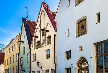 Image showing Narrow street in the Old Town of Tallinn with colorful facades