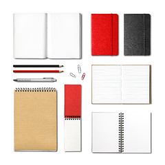 Image showing stationery books and notebooks mockup template