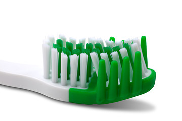 Image showing Green toothbrush on white background