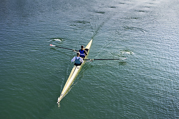 Image showing Two rowers in a boat