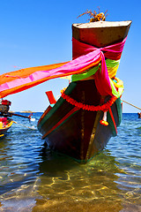 Image showing boat prow asia in the  kho tao     thailand  and south   sea 