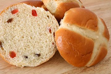 Image showing Hot cross bun ready to toast