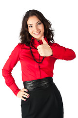 Image showing Happy smiling business woman with thumb up sign