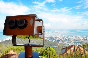 Image showing Colorful telescope viewer at Penang Hills