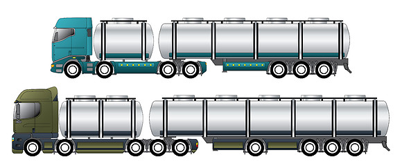 Image showing Commercial tankers with dromedary tractors