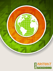 Image showing Orange green brochure with globe