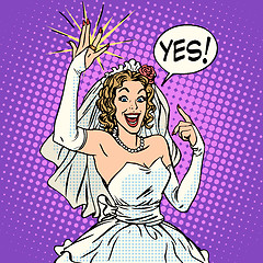 Image showing Happy bride with a wedding ring