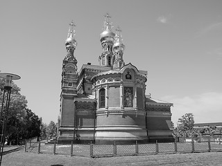 Image showing Black and white Russian Chapel in Darmstadt