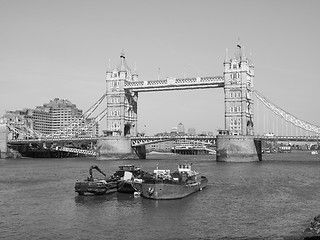 Image showing Black and white Tower Bridge in London