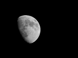 Image showing Black and white Gibbous moon