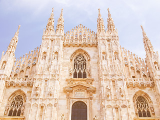 Image showing Retro looking Milan cathedral