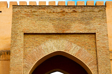 Image showing old door in morocco   ancien and wall ornate blue