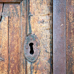 Image showing  traditional   door    in italy   ancian wood and traditional  t