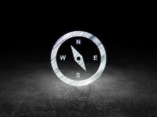 Image showing Travel concept: Compass in grunge dark room