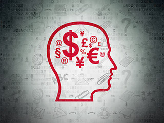 Image showing Education concept: Head With Finance Symbol on Digital Paper background