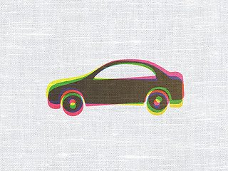 Image showing Vacation concept: Car on fabric texture background
