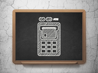Image showing Banking concept: ATM Machine on chalkboard background