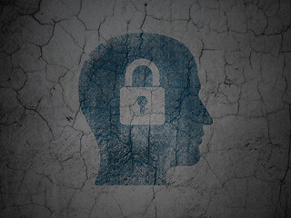 Image showing Data concept: Head With Padlock on grunge wall background