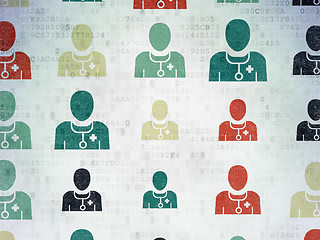 Image showing Healthcare concept: Doctor icons on Digital Paper background