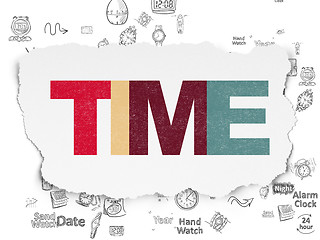 Image showing Time concept: Time on Torn Paper background