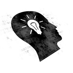 Image showing Finance concept: Head With Light Bulb on Digital background