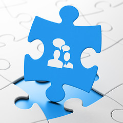 Image showing Business concept: Business Meeting on puzzle background