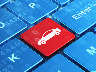 Image showing Vacation concept: Car on computer keyboard background