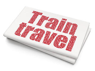 Image showing Vacation concept: Train Travel on Blank Newspaper background