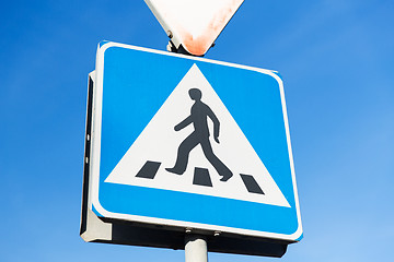 Image showing close up of pedestrian crosswalk road sign