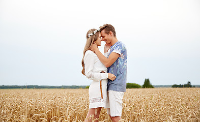 Image showing happy smiling young hippie couple outdoors